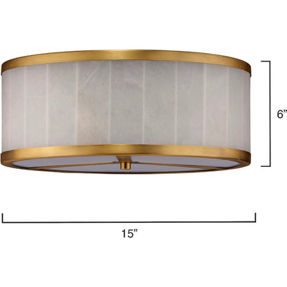 Upsala Alabaster Flush Mount Ceiling Light by Jamie Young in antique brass, white alabaster. Made from metal, alabaster stone in a modern style.