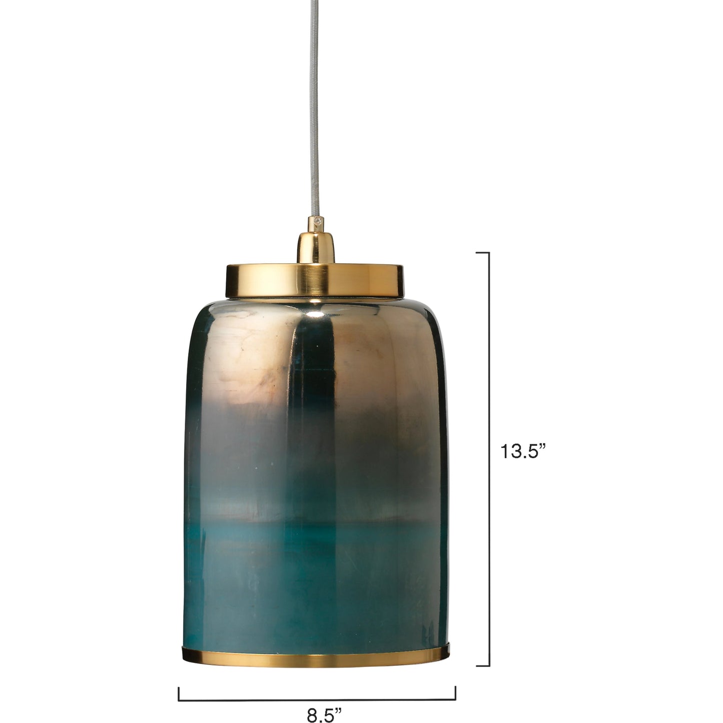 003 S-292343 | Additional Silo | Vapor Pendant by Jamie Young in aqua metallic glass. Made from glass in a eclectic & global style.