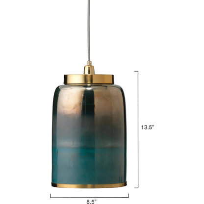 Vapor Pendant by Jamie Young in aqua metallic glass. Made from glass in a eclectic & global style.