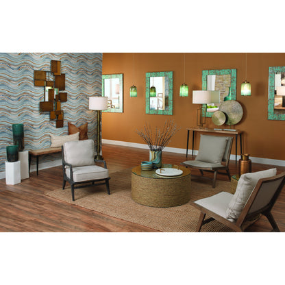 Vapor Pendant by Jamie Young in aqua metallic glass. Made from glass in a eclectic & global style.