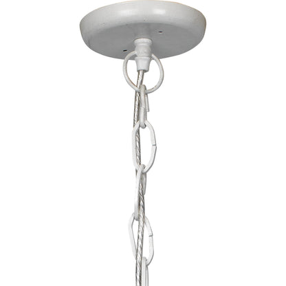 Waterfront Pendant by Jamie Young in off white. Made from iron, mango wood in a coastal style.