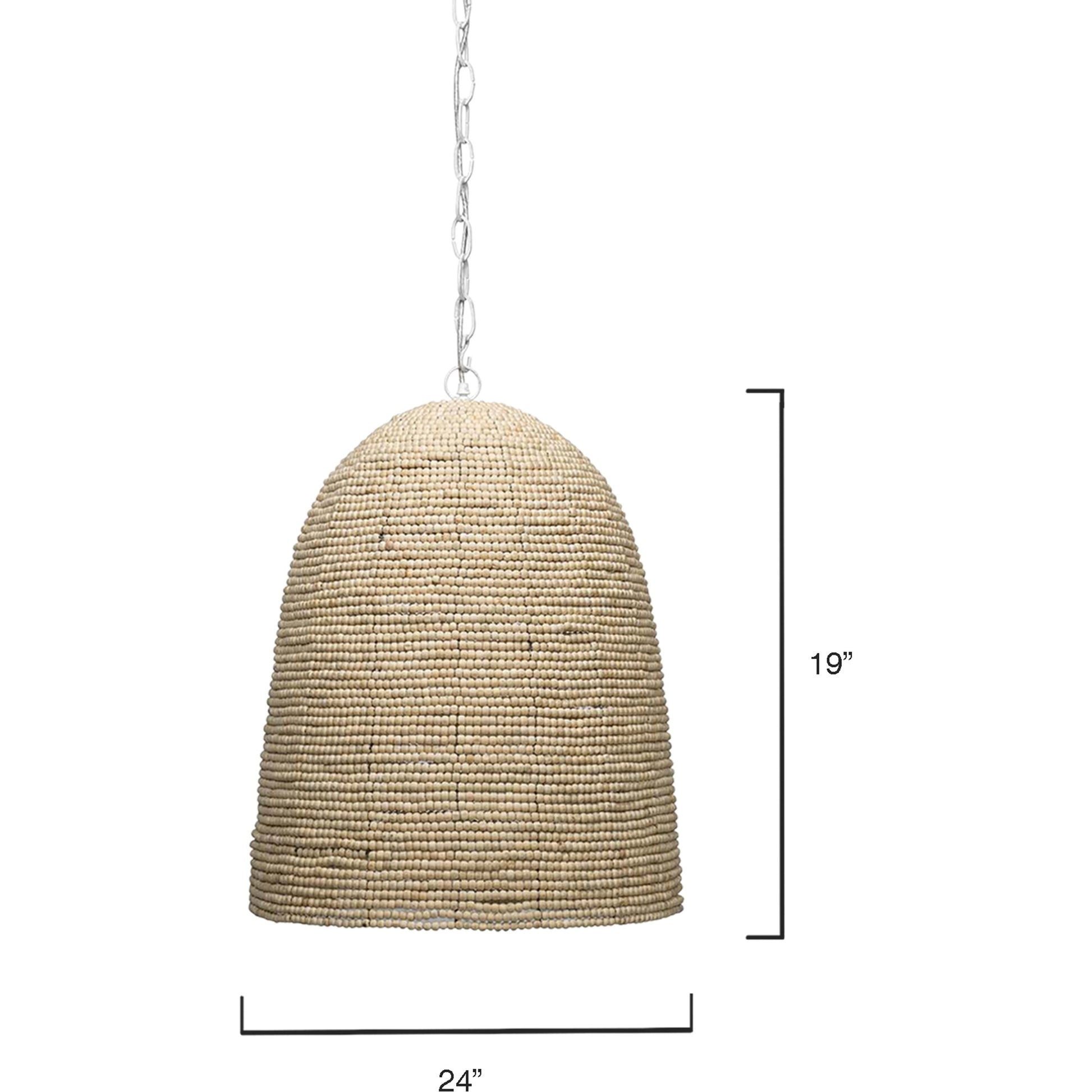 Waterfront Pendant by Jamie Young in off white. Made from iron, mango wood in a coastal style.