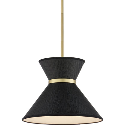 Avignon Pendant by Currey and Company in black, polished brass. Made from metal, paper in a modern style.