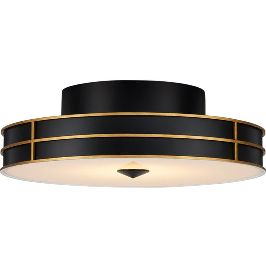 Fielding Flush Mount by Currey and Company. Made from wrought iron, acrylic diffuser in a modern style.