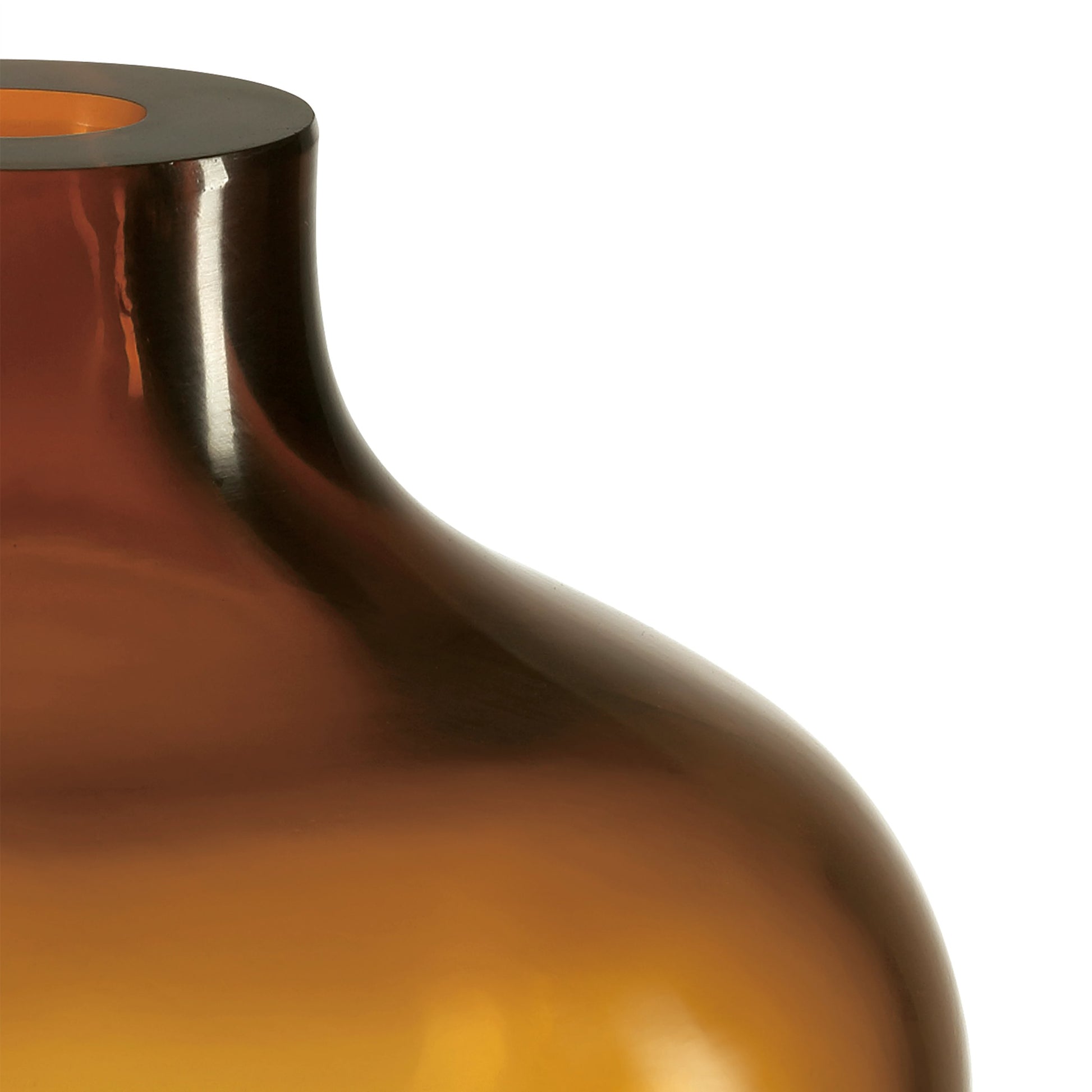 Gold Peking Maiping Vase by Currey and Company in amber. Made from glass in a modern style.