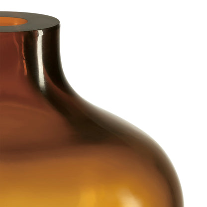 Gold Peking Maiping Vase by Currey and Company in amber. Made from glass in a modern style.