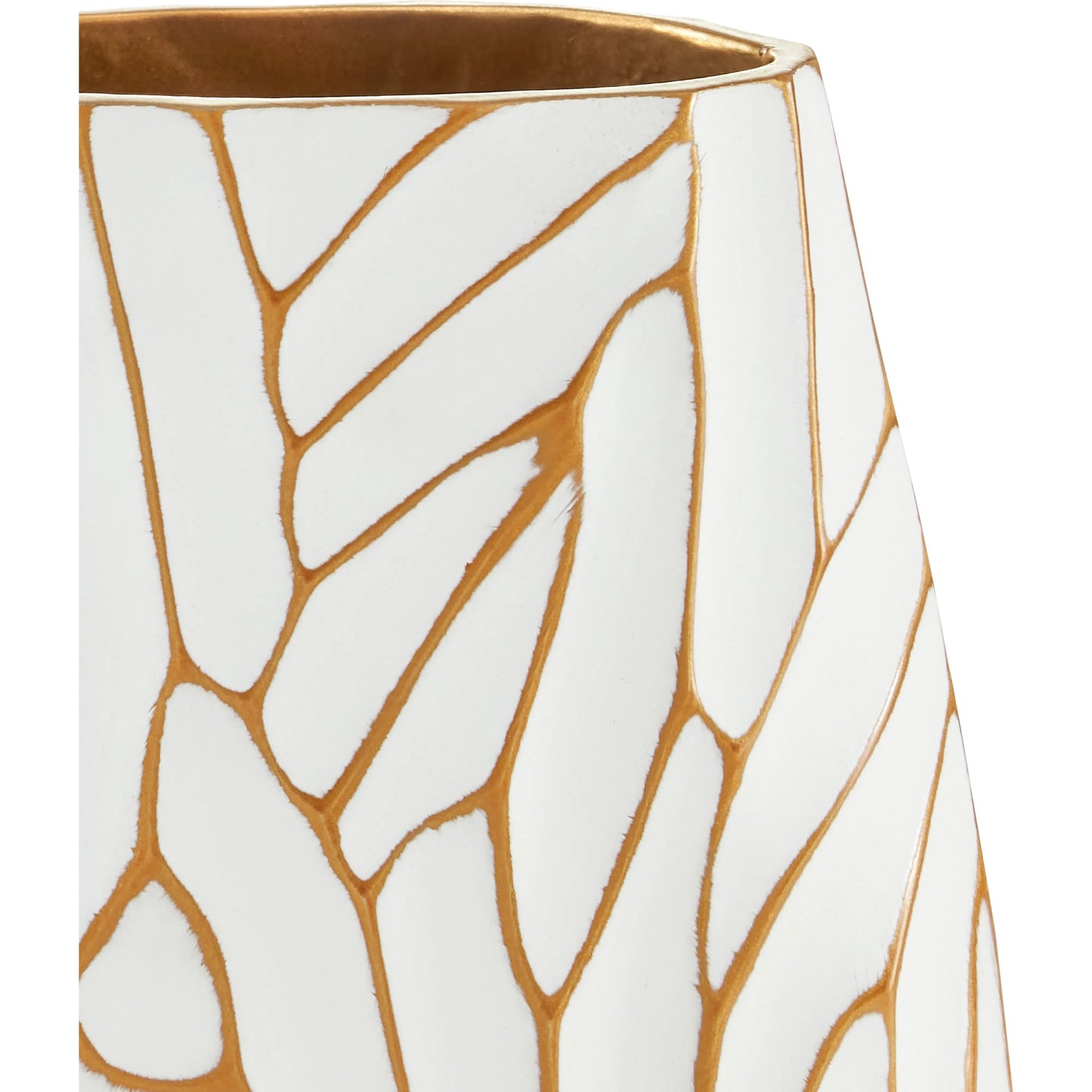 002 SI-1894148 | Closeup | Anika Vase Set by Currey and Company in white, gold. Made from cast aluminum in a transitional style.