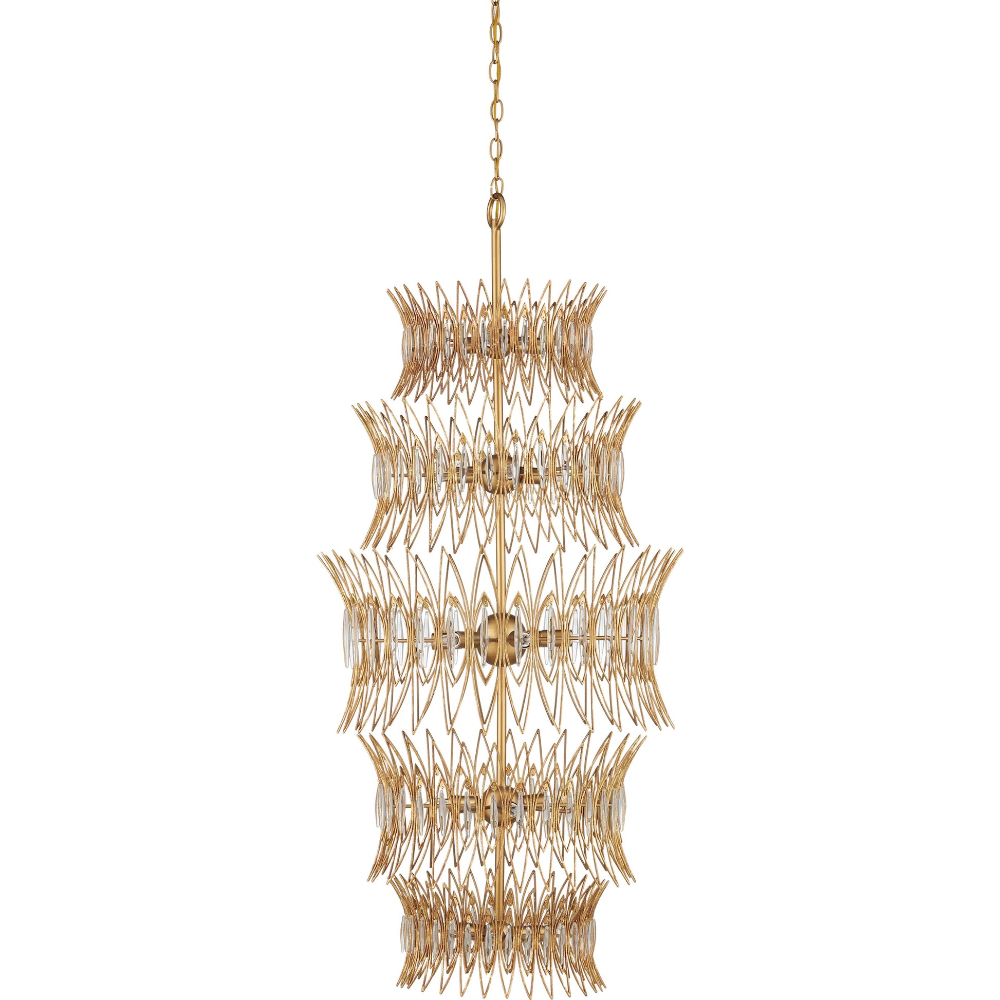 Marquise Chandelier by Currey and Company in clear, luxor gold. Made from glass, wrought iron in a unique style.