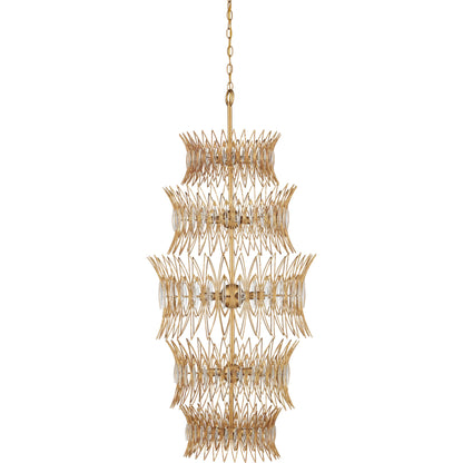 Marquise Chandelier by Currey and Company in clear, luxor gold. Made from glass, wrought iron in a unique style.