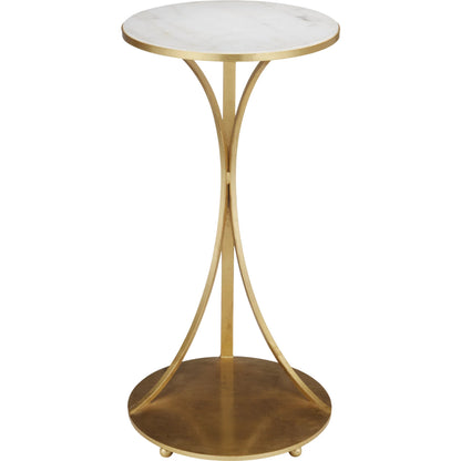 Orla C Table by Currey and Company in gold leaf, natural. Made from metal, marble in a modern style.