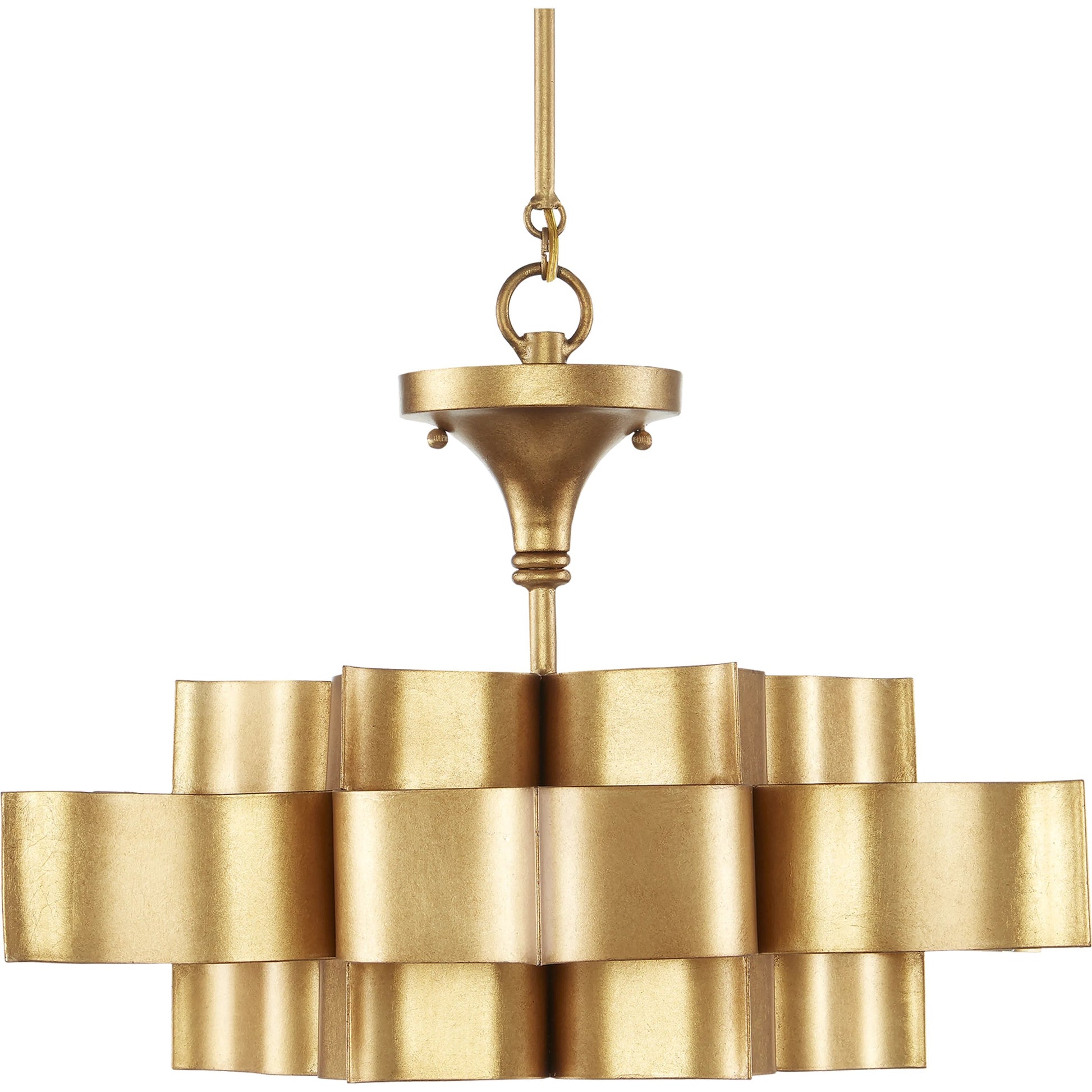 Grand Lotus Pendant/Semi-Flush Mount by Currey and Company. Made from wrought iron in a modern style.