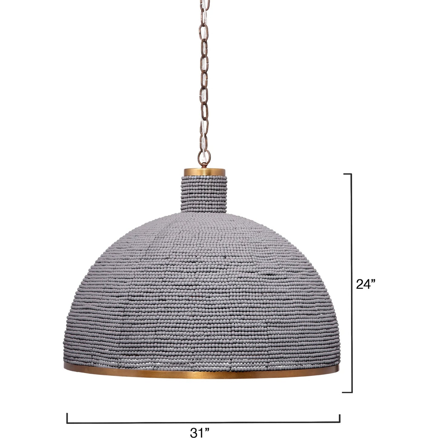 002 SI-2249032 | Additional Silo | Big Sur Chandelier by Jamie Young in slate blue and slate blue wood beads, antique brass. Made from mixed wood, metal: iron in a modern style.