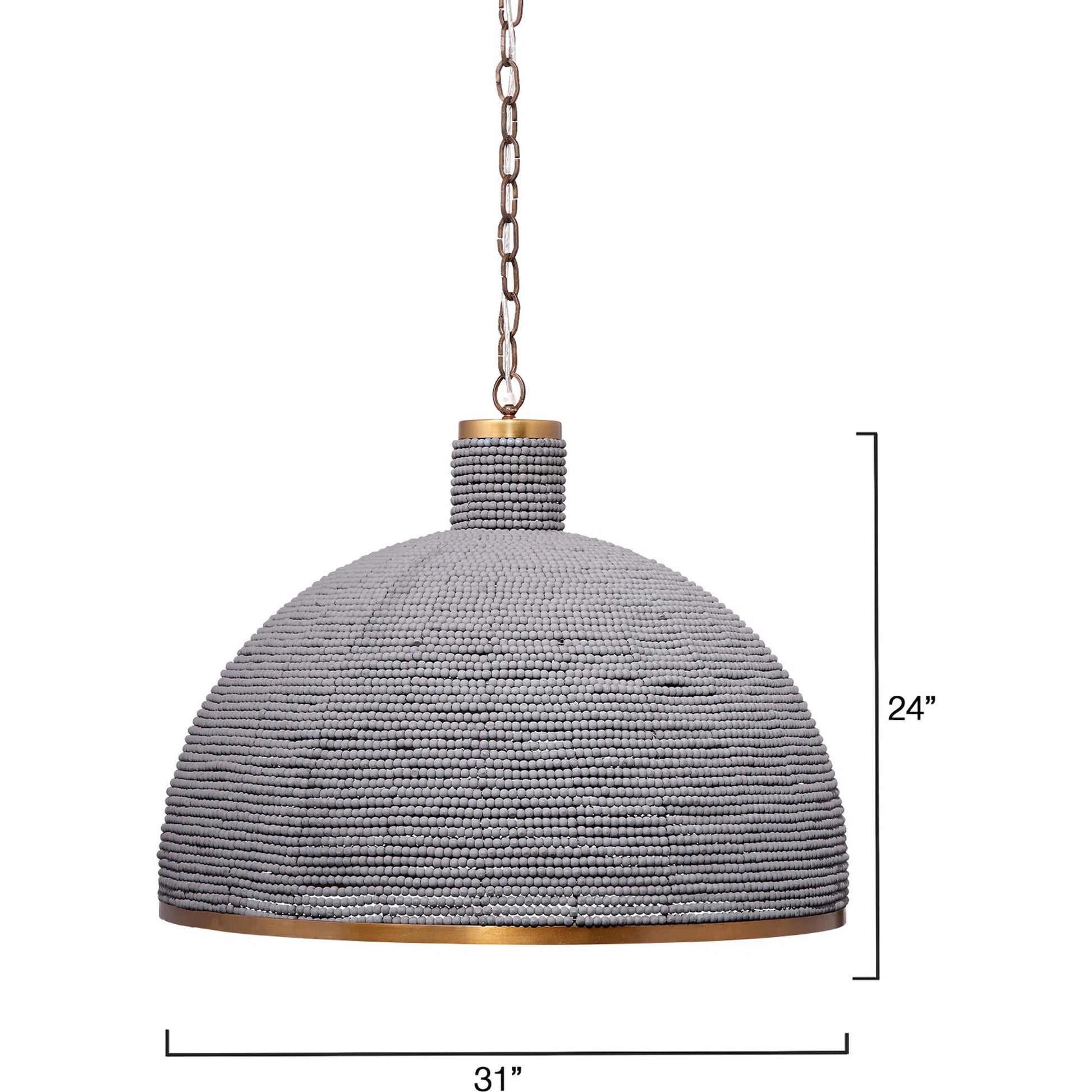 Big Sur Chandelier by Jamie Young in slate blue and slate blue wood beads, antique brass. Made from mixed wood, metal: iron in a modern style.