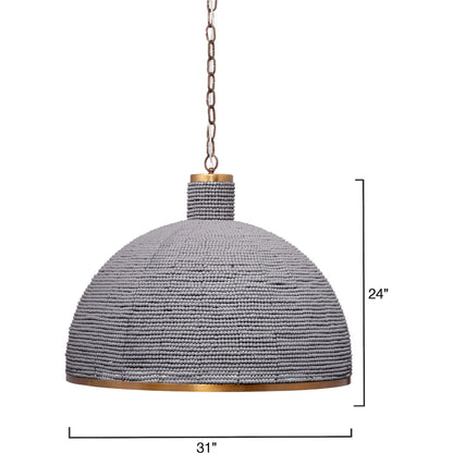 Big Sur Chandelier by Jamie Young in slate blue and slate blue wood beads, antique brass. Made from mixed wood, metal: iron in a modern style.