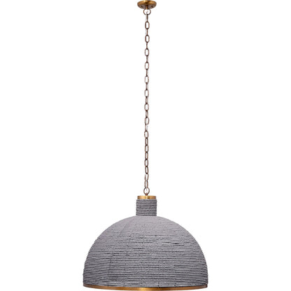 Big Sur Chandelier by Jamie Young in slate blue and slate blue wood beads, antique brass. Made from mixed wood, metal: iron in a modern style.