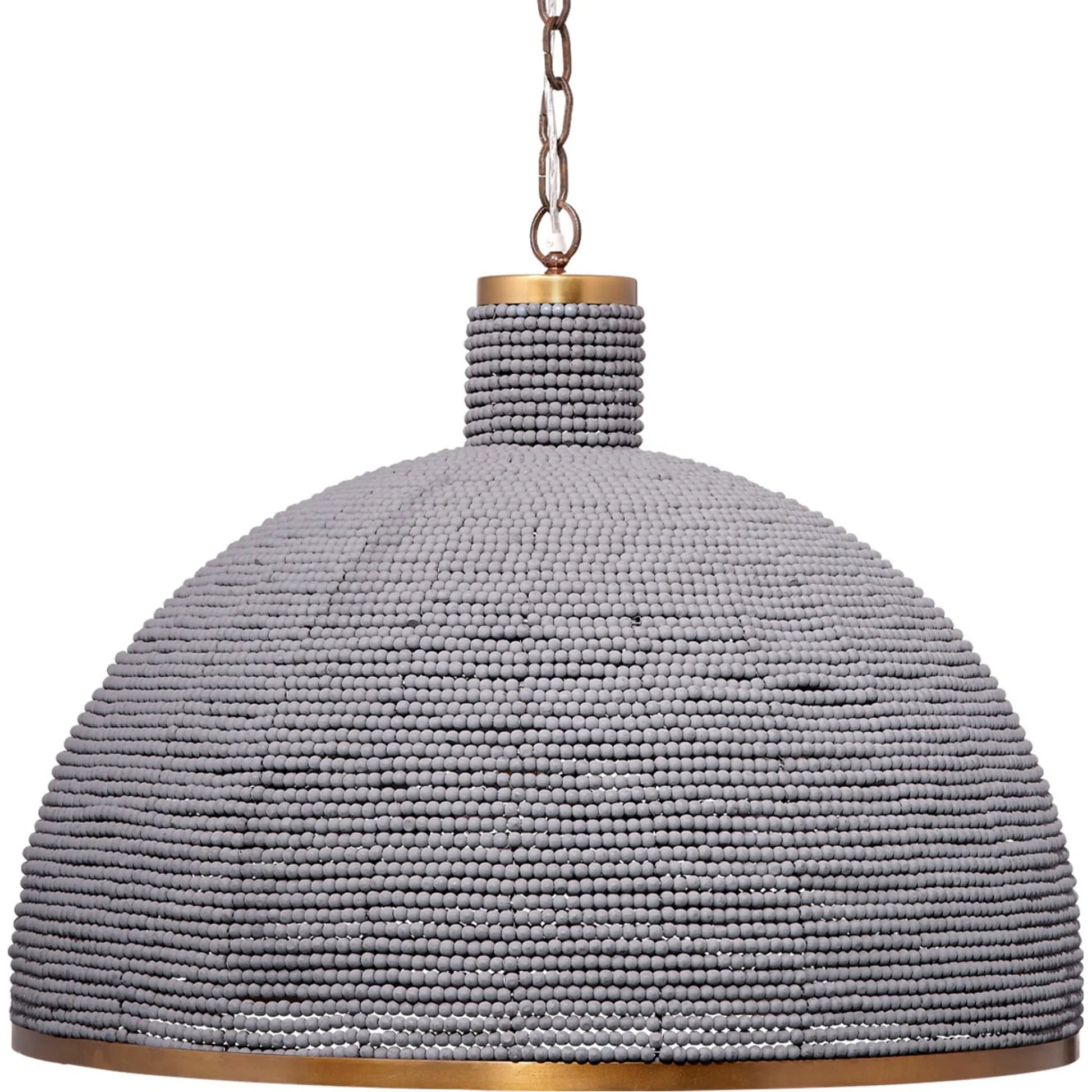 Big Sur Chandelier by Jamie Young in slate blue and slate blue wood beads, antique brass. Made from mixed wood, metal: iron in a modern style.