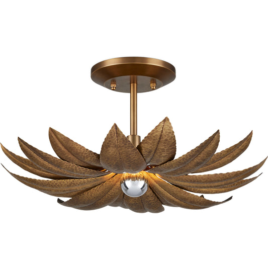 Alithea Semi-Flush Mount by Currey and Company in antique brass. Made from brass in a modern style.