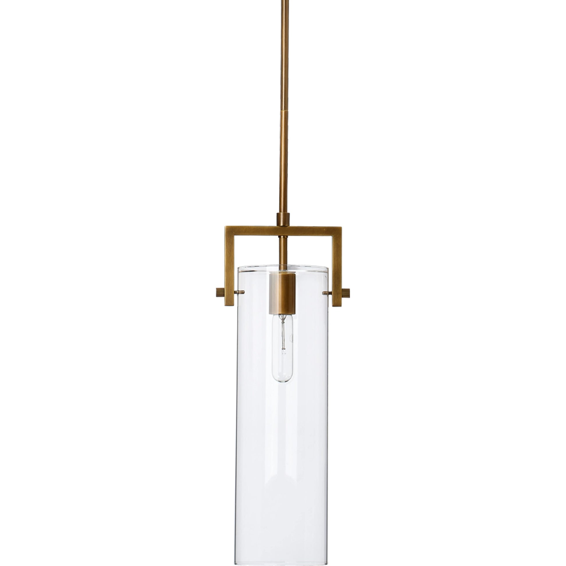 Cambrai Brass & Glass Pendant by Jamie Young in antique brass. Made from steel & glass in a modern style.