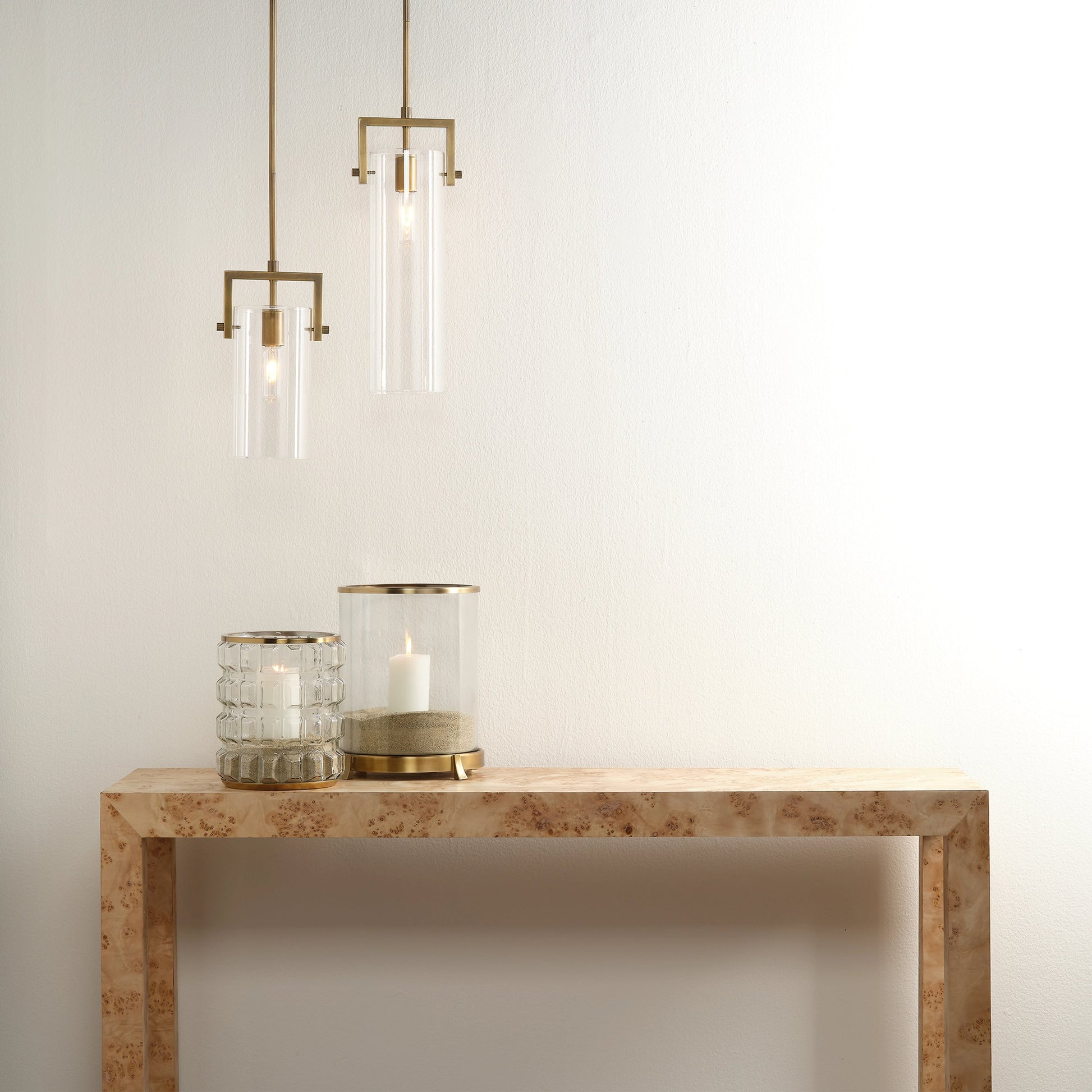 Cambrai Brass & Glass Pendant by Jamie Young in antique brass. Made from steel & glass in a modern style.