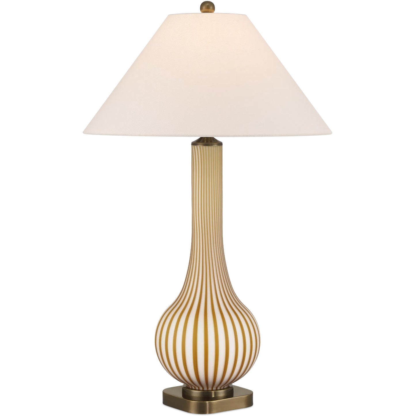 001 SI-2387158 | Primary Silo | Striae Table Lamp by Currey and Company in yellow, off-white. Made from glass in a modern style.