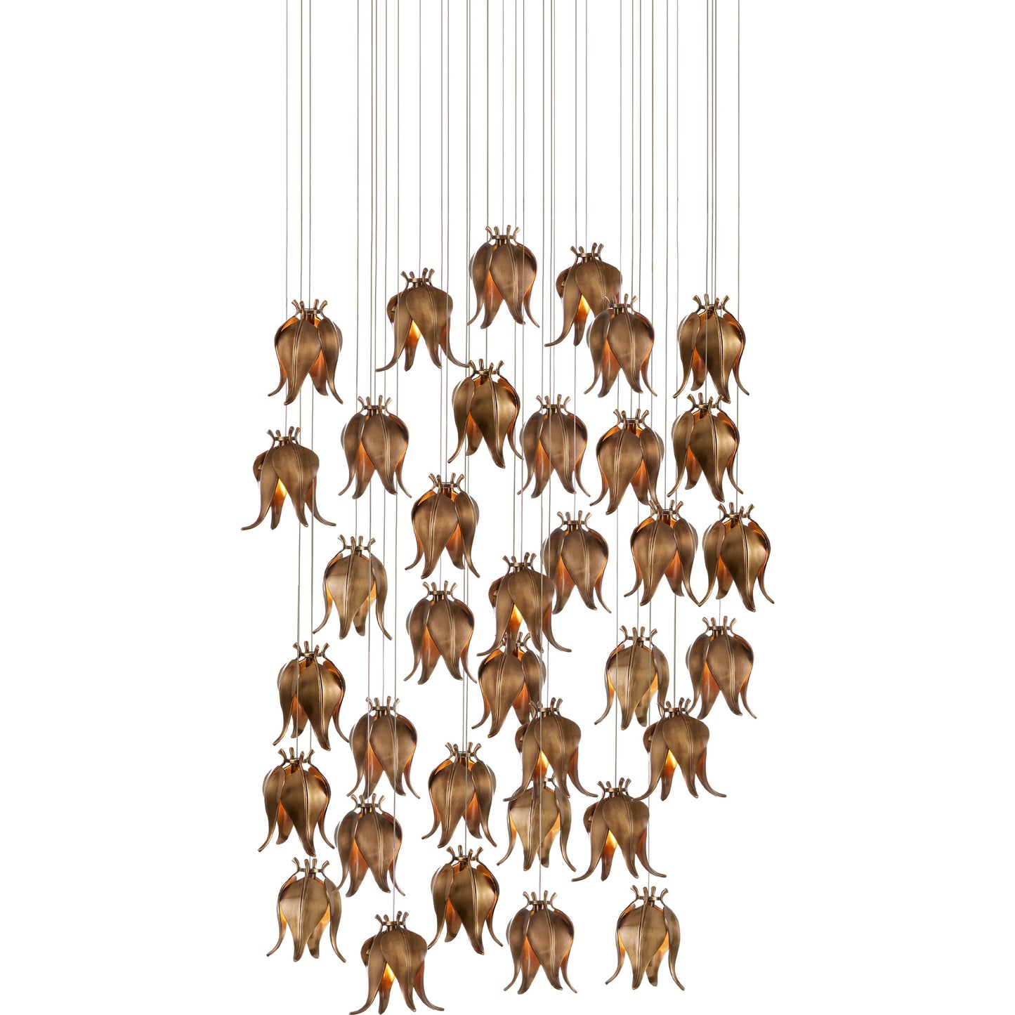 006 SI-1923963 | Additional Silo | Iota 36-LIGHT Multi-Drop Pendant by Currey and Company in antique brass, silver. Made from brass in a modern style.