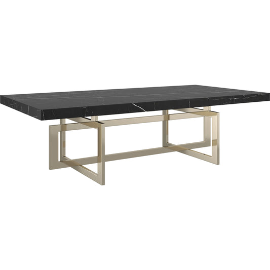 Wish You Were Here 60" Rectangular Cocktail Table by Caracole in black marble, gold and whisper of gold. Made from marble in a modern style.