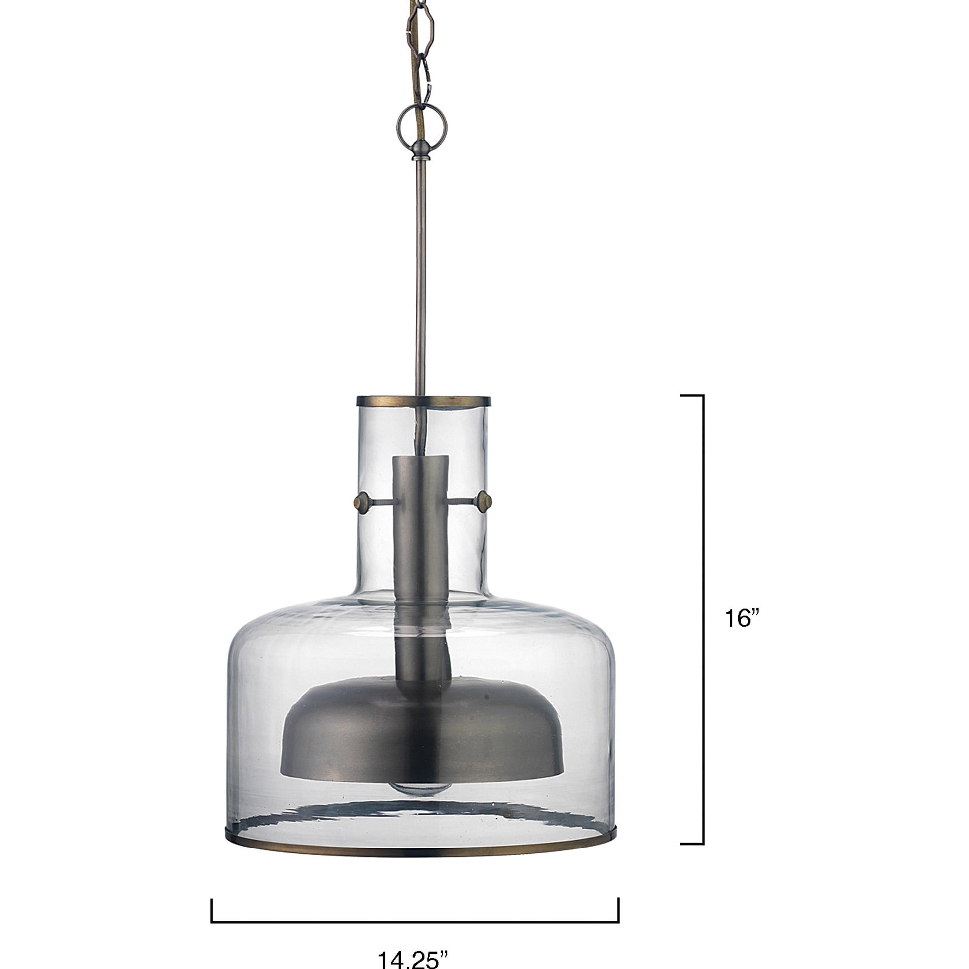 Clyde Pendant by Jamie Young in clear with gun metal. Made from glass in a modern style.