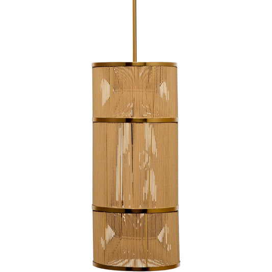 Congruent Pendant by The Livingston Collection in natural and natural cotton rope, antique brass. Made from cotton, metal in a unique style.