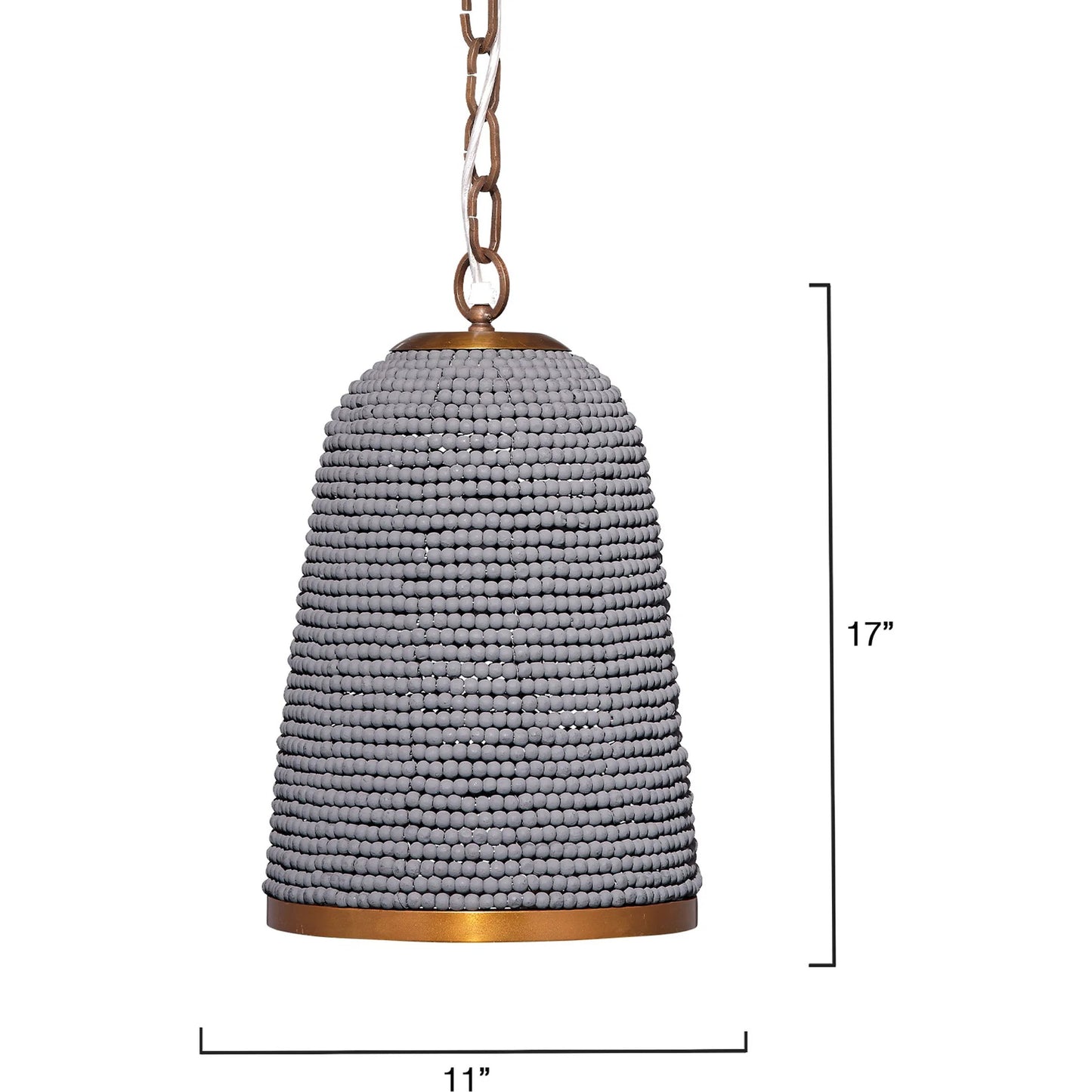 002 SI-2249041 | Additional Silo | Creekside Pendant by Jamie Young in slate blue and slate blue wood beads, antique brass. Made from mixed wood, metal: iron in a modern style.
