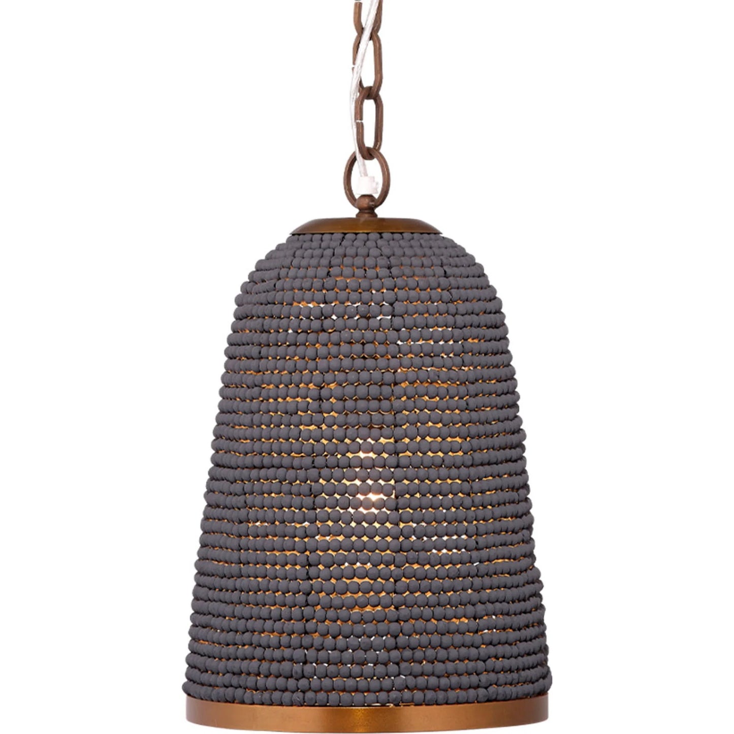 003 SI-2249041 | Additional Silo | Creekside Pendant by Jamie Young in slate blue and slate blue wood beads, antique brass. Made from mixed wood, metal: iron in a modern style.