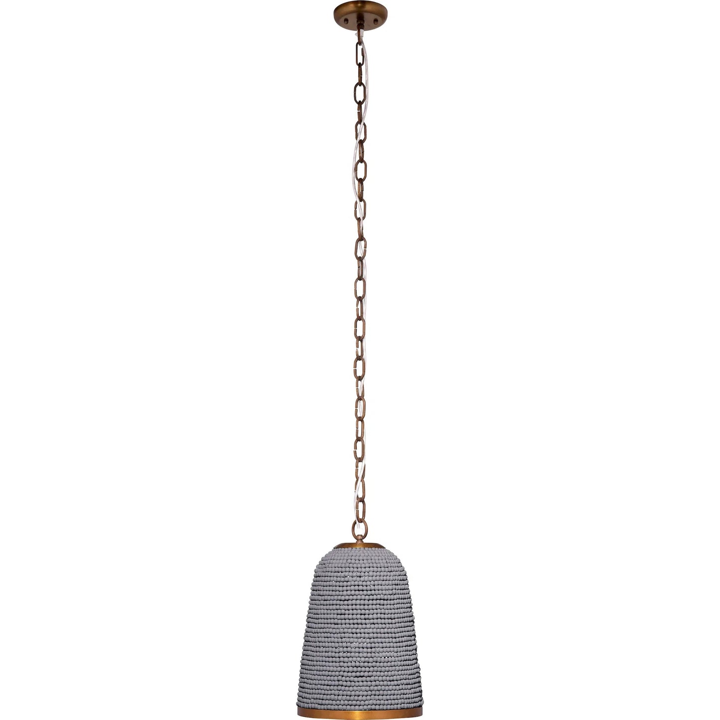004 SI-2249041 | Additional Silo | Creekside Pendant by Jamie Young in slate blue and slate blue wood beads, antique brass. Made from mixed wood, metal: iron in a modern style.