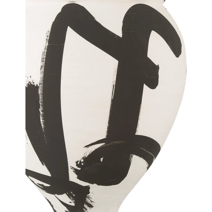 Kenzo Vase by Currey and Company in off-white, black. Made from porcelain in a modern style.