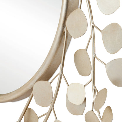 Lunaria Mirror by Currey and Company in contemporary silver leaf, mirror. Made from wrought iron, glass in a modern style.