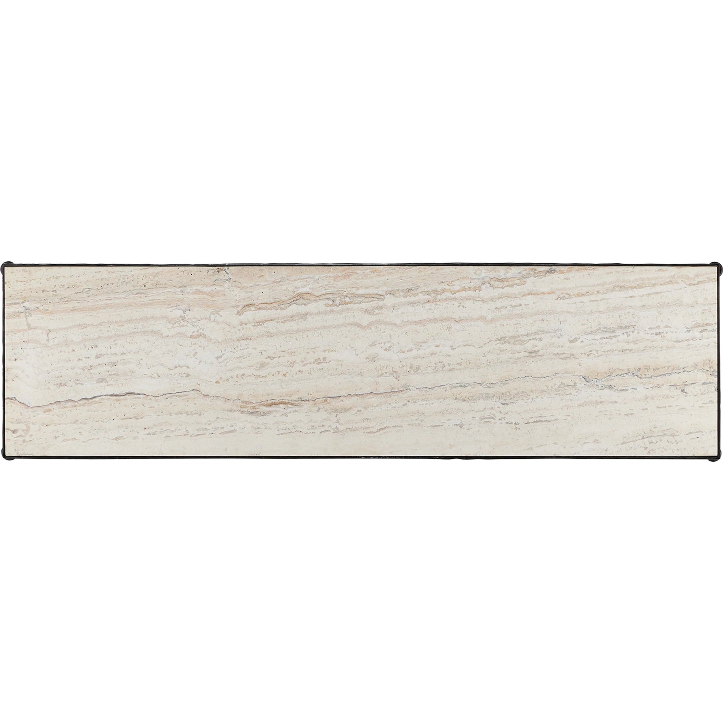 002 SI-2386931 | Additional Silo | Agora White Travertine Console Table by Currey and Company in natural, rustic bronze. Made from white travertine, wrought iron in a modern style.
