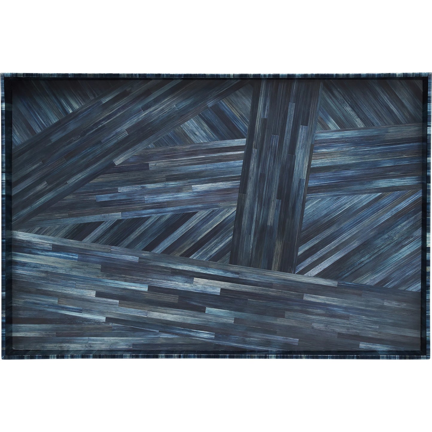 005 SI-2524464 | Additional Silo | Winter Harvest Tray Set by Currey and Company in blue. Made from straw, glass, engineered wood in a modern style.