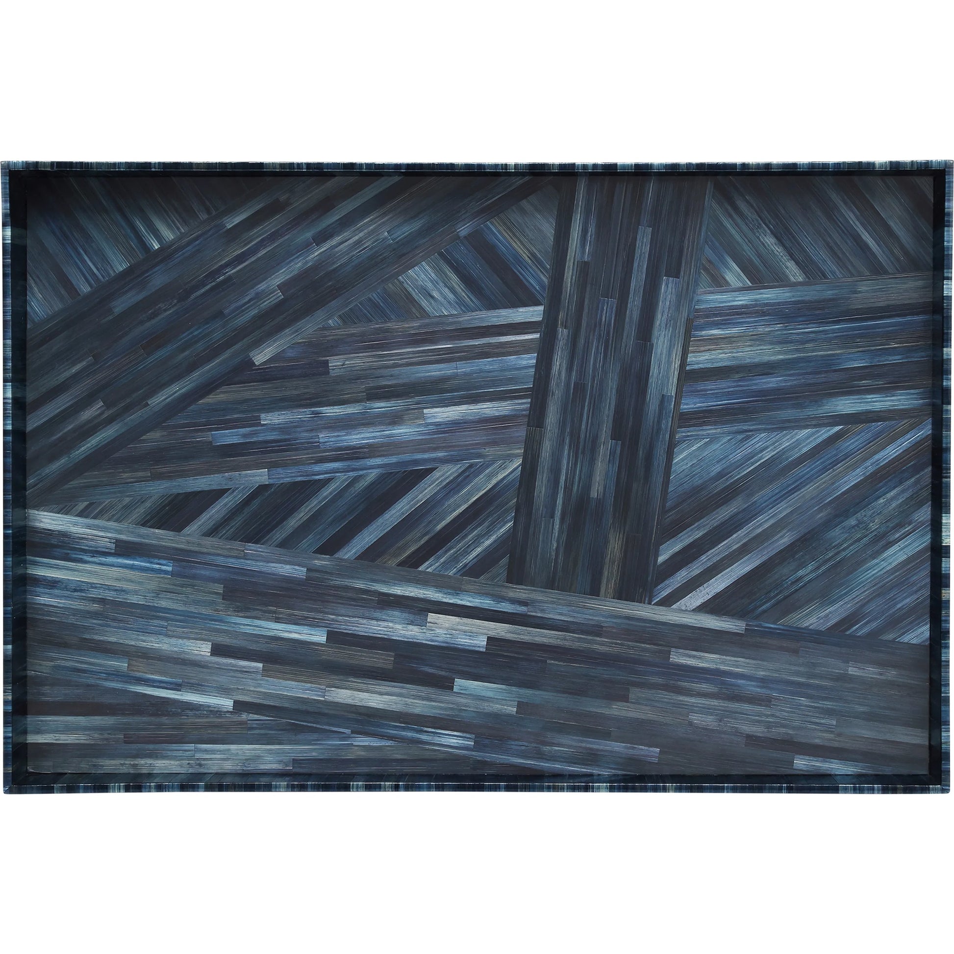 Winter Harvest Tray Set by Currey and Company in blue. Made from straw, glass, engineered wood in a modern style.