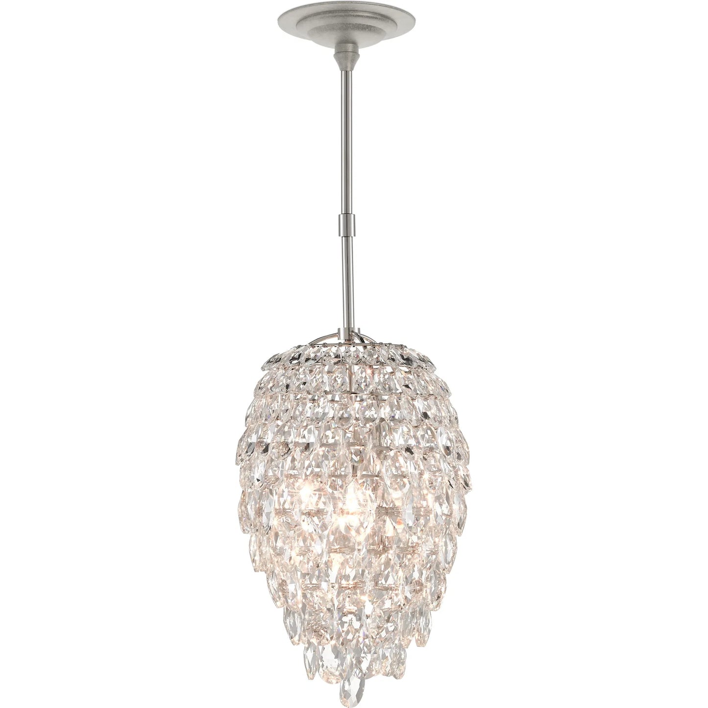 004 SR-823487 | Additional Silo | Aisling Pendant by Currey and Company in polished nickel. Made from optical crystal, metal in a transitional style.