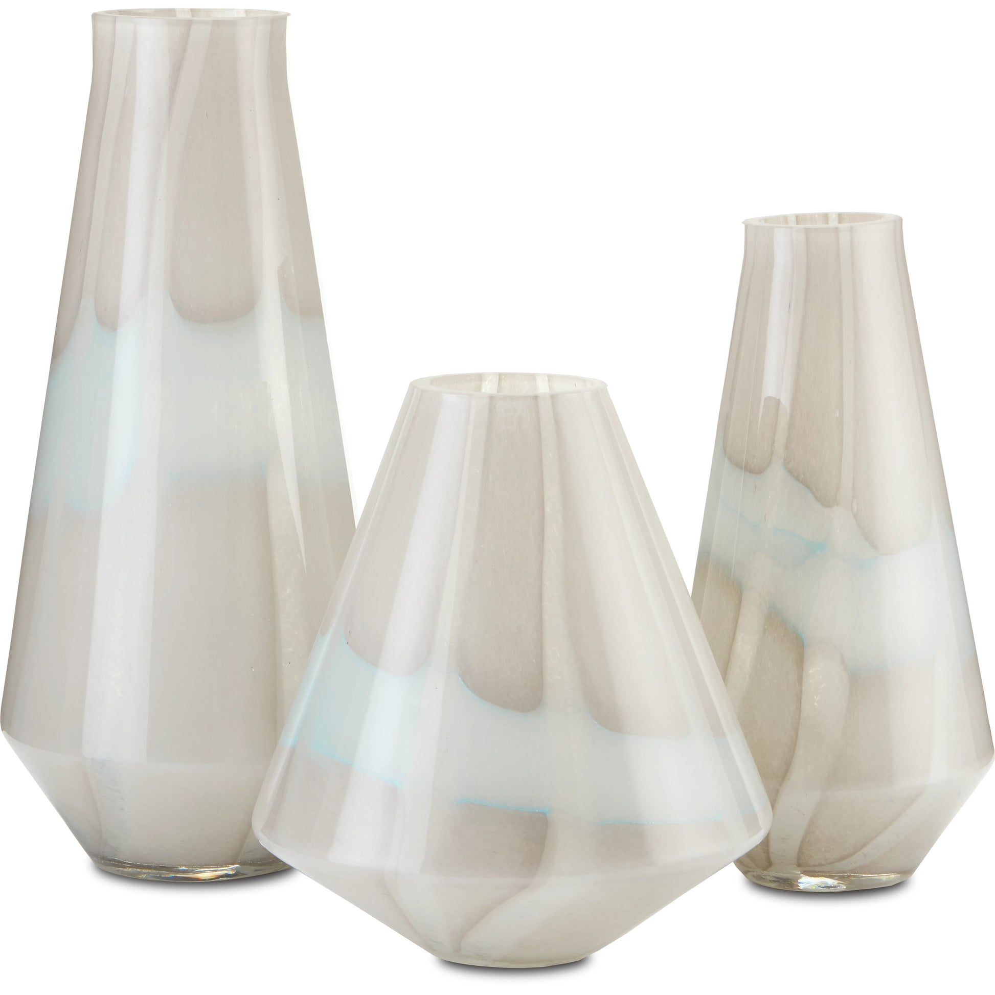 Floating Cloud Vase Set by Currey and Company in light gray, white. Made from glass in a transitional style.