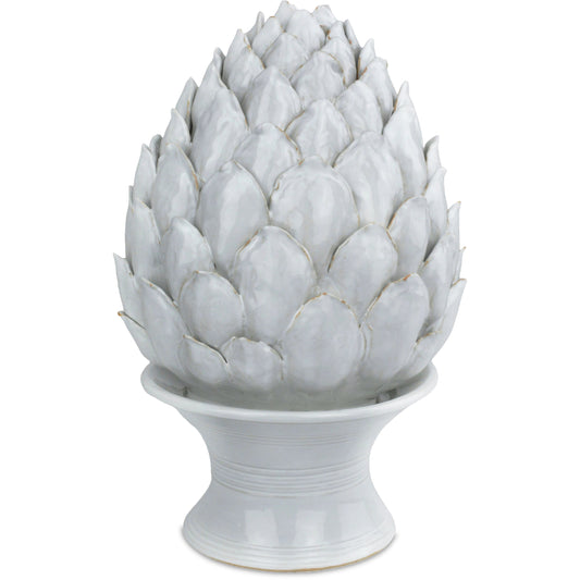 Ivory Artichoke by Currey and Company in white. Made from ceramic in a modern style.