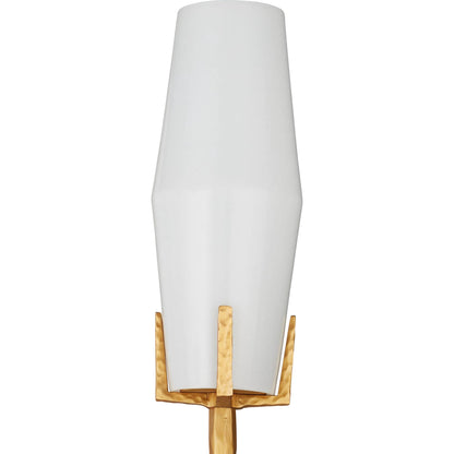 Mathilda Wall Sconce by Currey and Company in gold and white, matte gold. Made from glass, brass in a modern style.