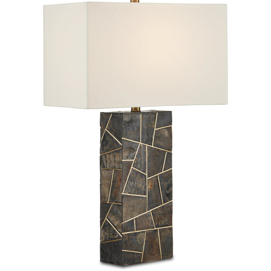 Carina Table Lamp by Currey and Company in natural, brass. Made from horn, brass, engineered wood in a modern style.