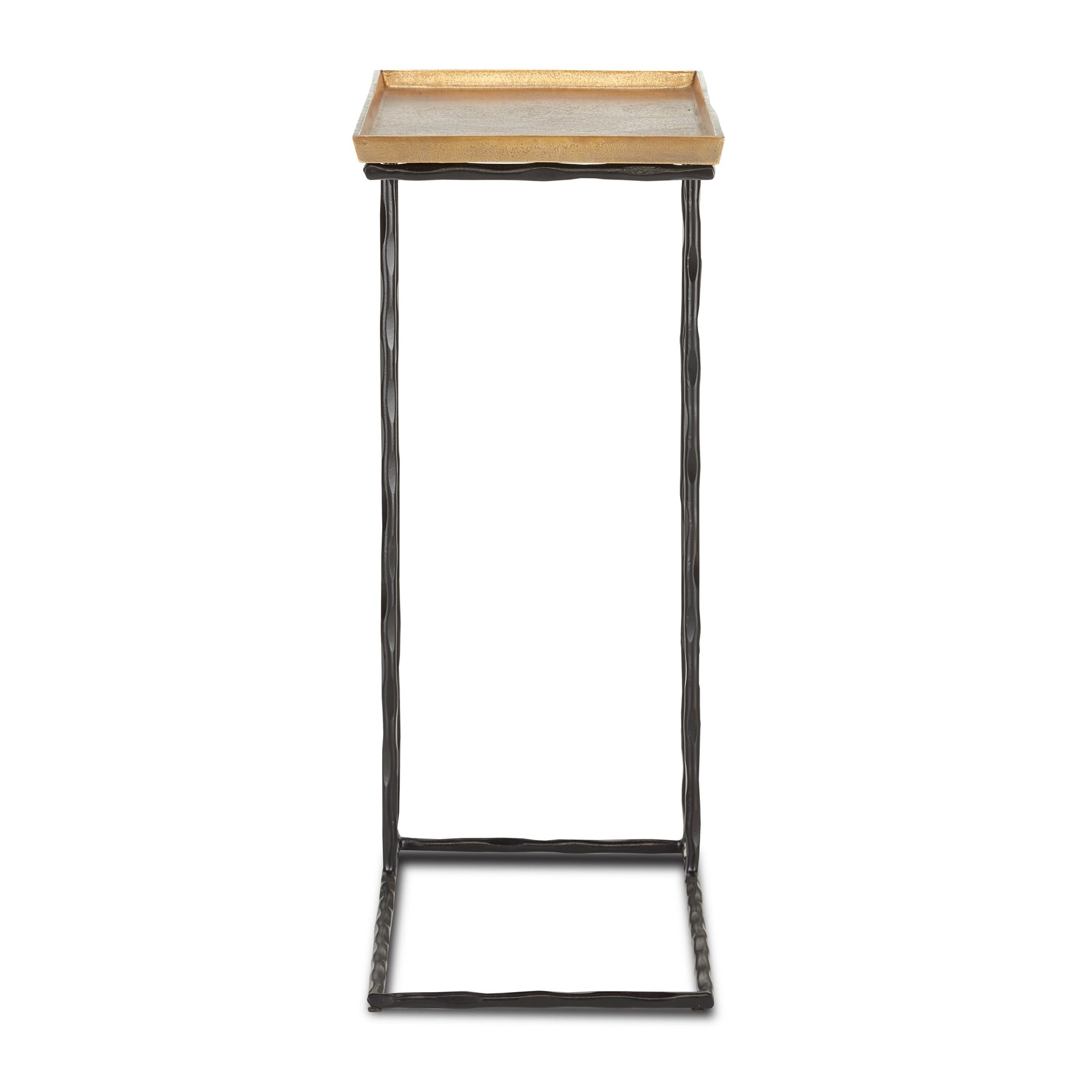 Boyles C Table by Currey and Company in antique brass, black. Made from cast aluminum, wrought iron in a transitional style.