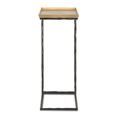 Boyles C Table by Currey and Company in antique brass, black. Made from cast aluminum, wrought iron in a transitional style.