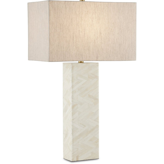 Elegy Table Lamp by Currey and Company. Made from bone, engineered wood in a modern style.