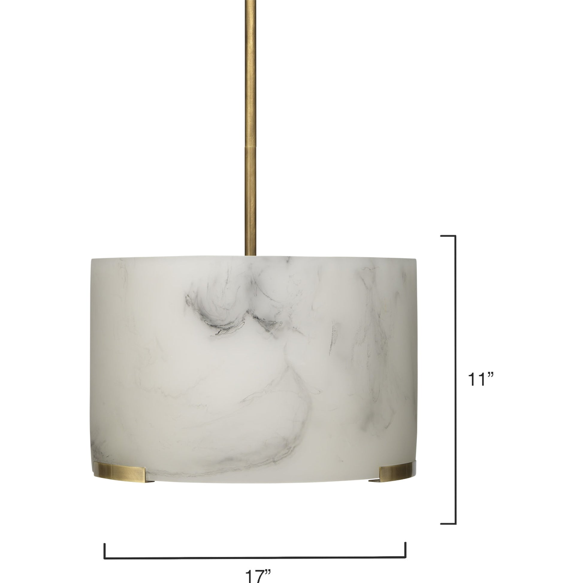 Elancourt Pendant by Jamie Young in white faux alabaster, antique brass. Made from faux alabaster (resin), steel in a transitional style.