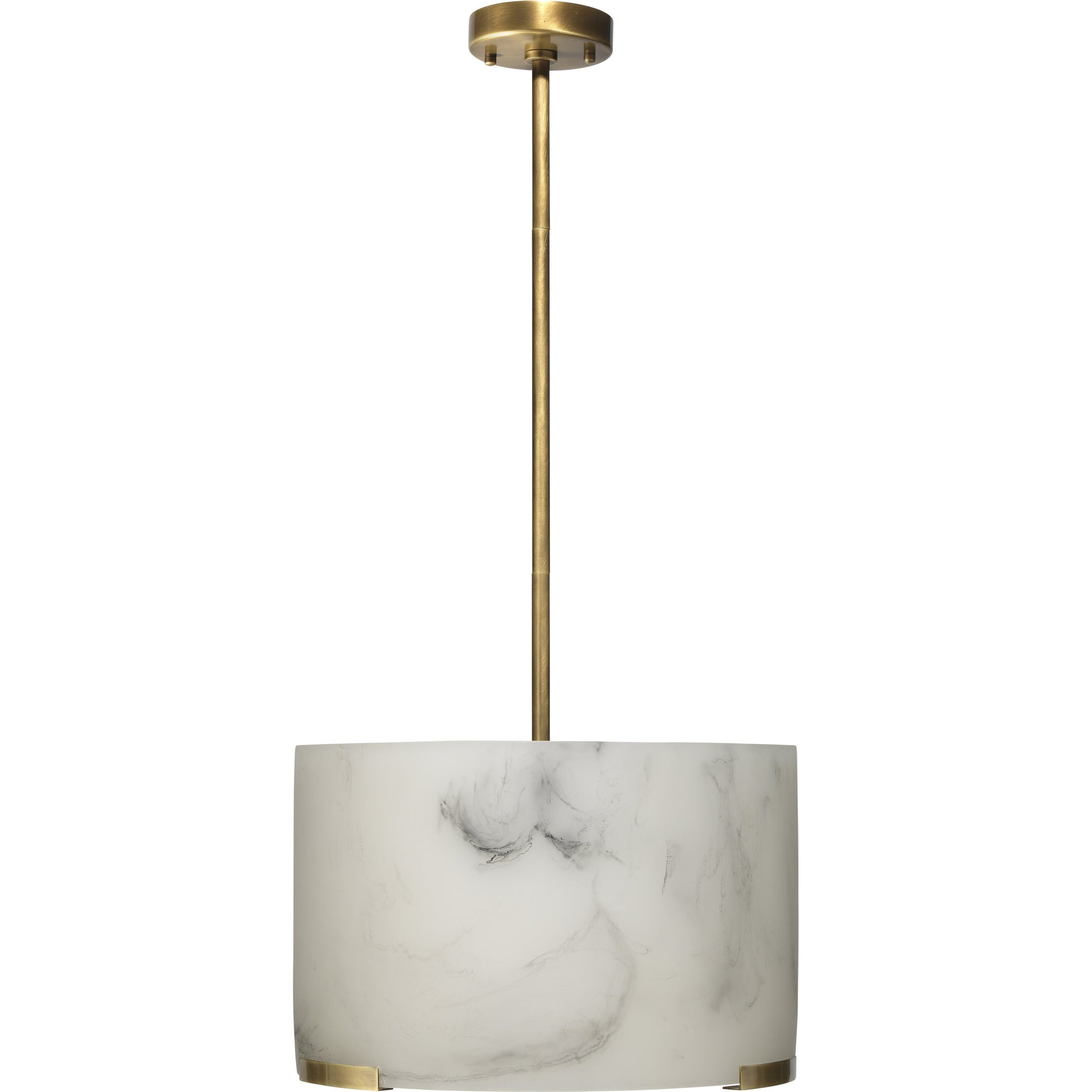 Elancourt Pendant by Jamie Young in white faux alabaster, antique brass. Made from faux alabaster (resin), steel in a transitional style.