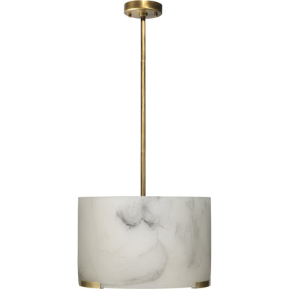 Elancourt Pendant by Jamie Young in white faux alabaster, antique brass. Made from faux alabaster (resin), steel in a transitional style.
