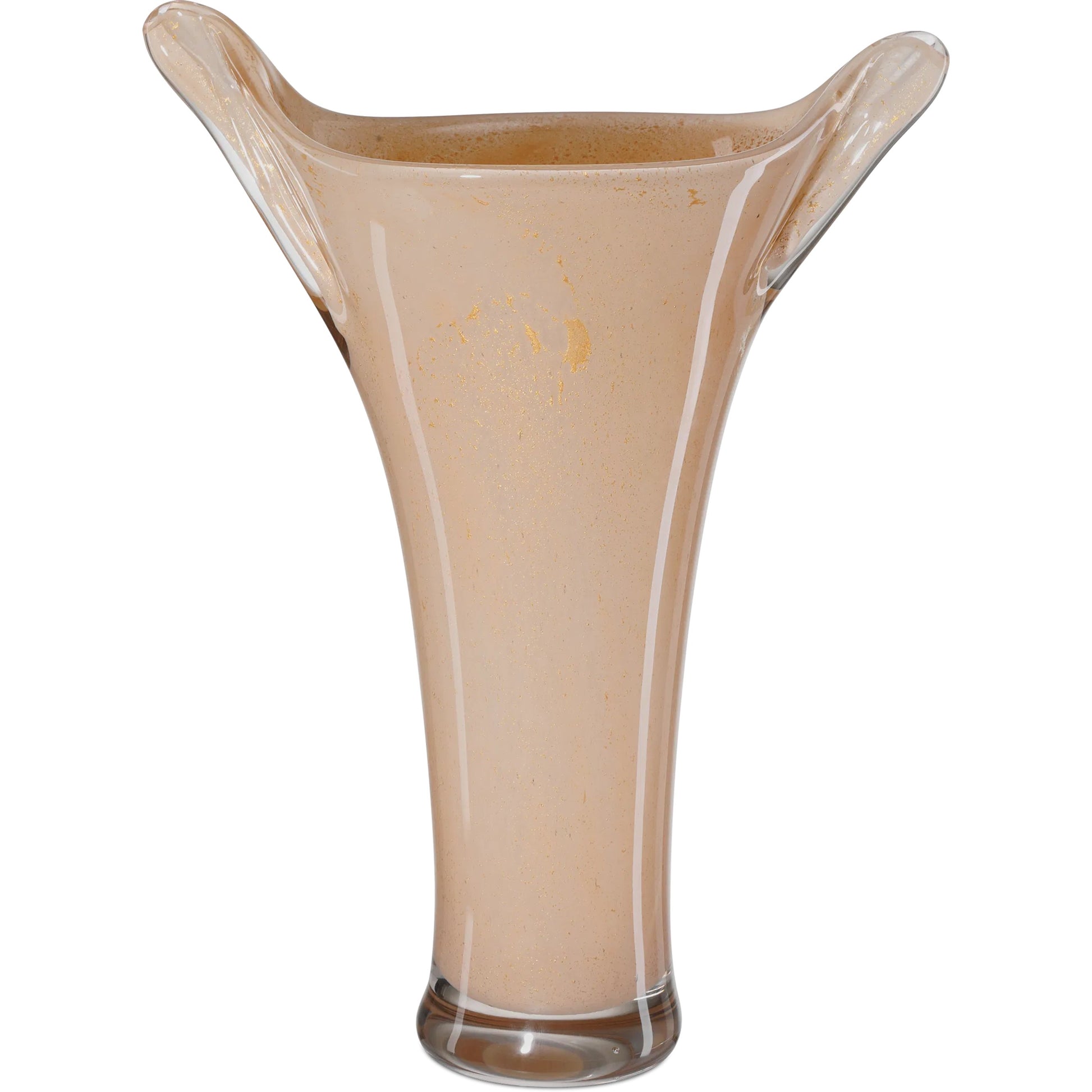 Tamara Tall Vase by Currey and Company in soft peach, gold. Made from glass, gold powder in a modern style.