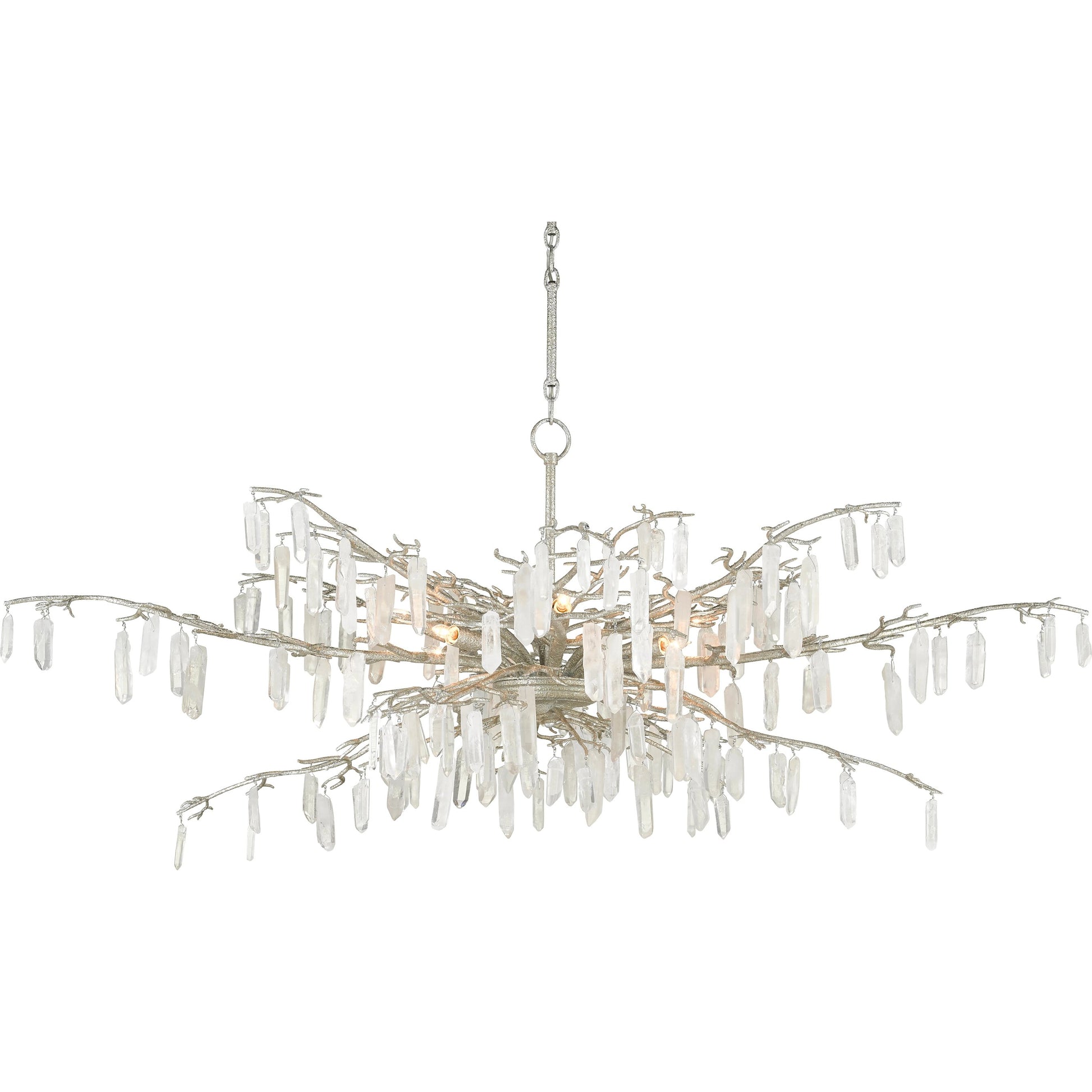 Forest Dawn Chandelier by Currey and Company. Made from wrought iron, crystal in a eclectic & global style.
