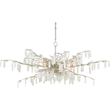 Forest Dawn Chandelier by Currey and Company. Made from wrought iron, crystal in a eclectic & global style.